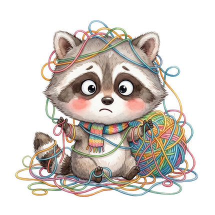Raccoon & Yarn 100% Cotton Fabric Panel Block Quilt Square FLIP-AQ1660