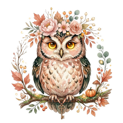 cottage owl fabric panel