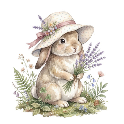 cottage rabbit fabric panel