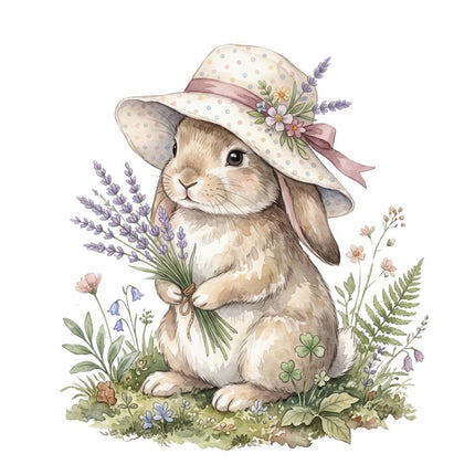 Cottage Rabbit 100% Cotton Fabric Panel Block FLIP-AQ1668