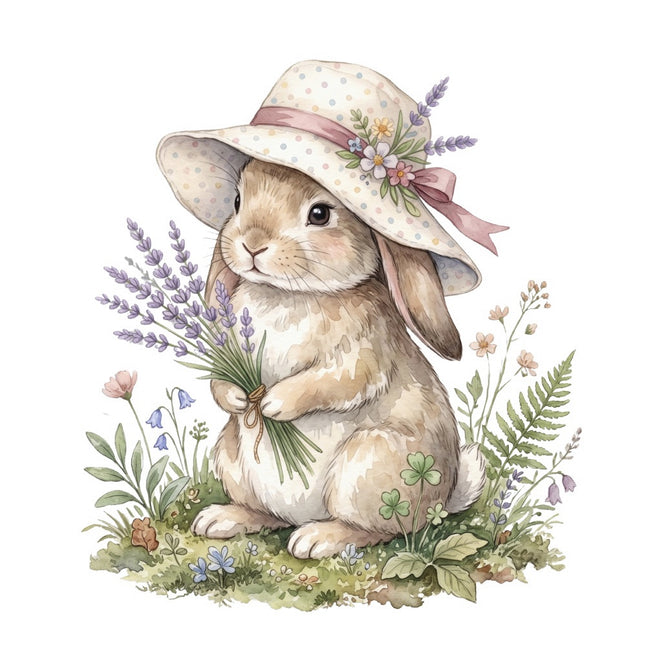 Cottage Rabbit 100% Cotton Fabric Panel Block FLIP-AQ1668