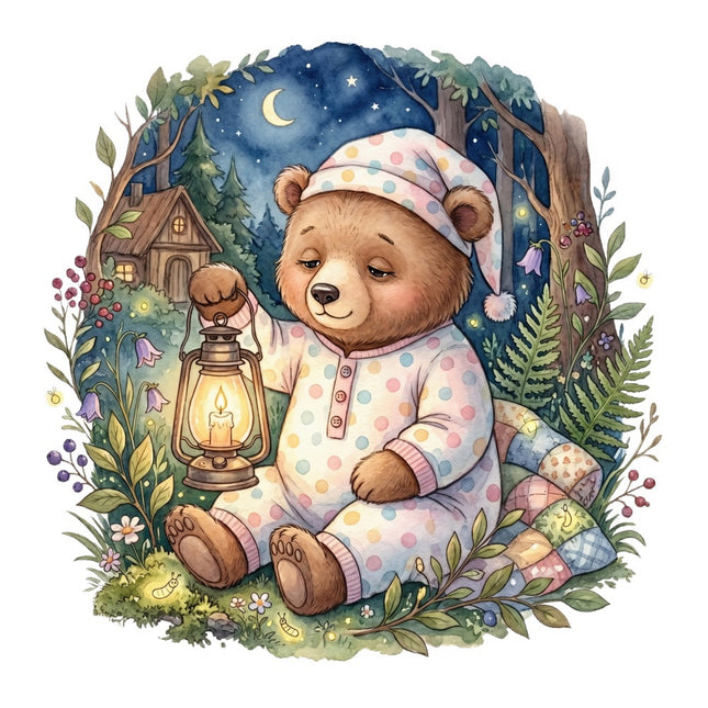 cottagecore bear fabric panel