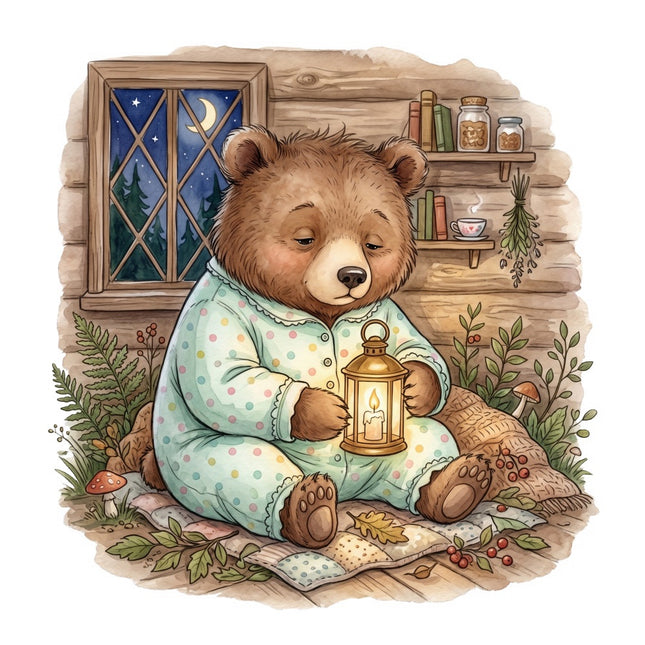 cottagecore bear fabric panel