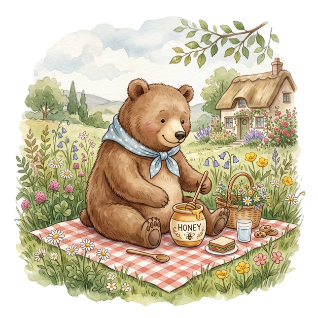cottage bear quilt block