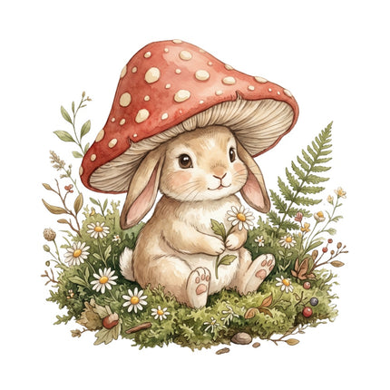 cottage rabbit fabric panel