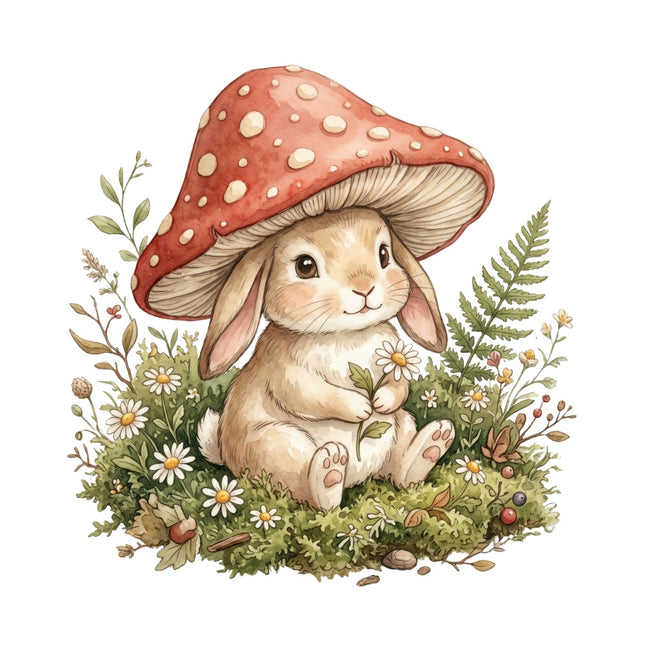 cottage rabbit fabric panel