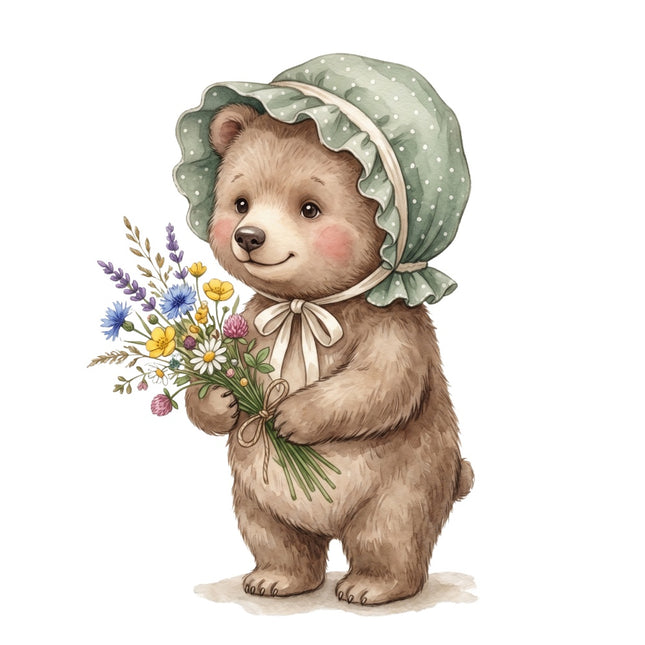 cottage bear fabric panel