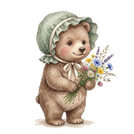 cottagecore bear fabric panel