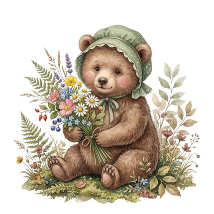 cottagecore bear fabric panel
