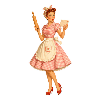 1950s style housewife fabric panel