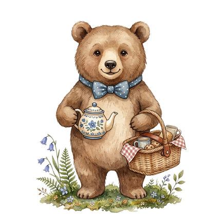 cottage bear fabric panel
