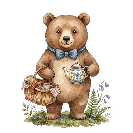 cottagecore bear fabric panel