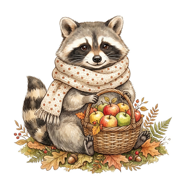 autumn raccoon fabric panel