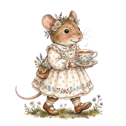 cottage mouse fabric panel