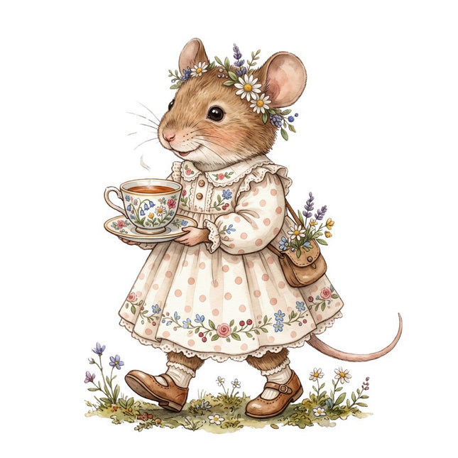 cottagecore mouse fabric panel