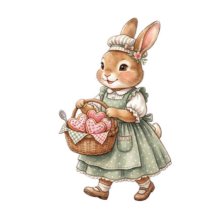 cottage rabbit fabric panel
