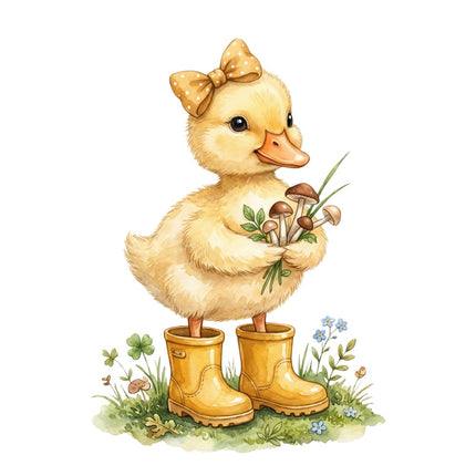 duckling wearing boots fabric panel