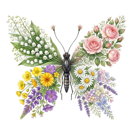 floral butterfly fabric panel