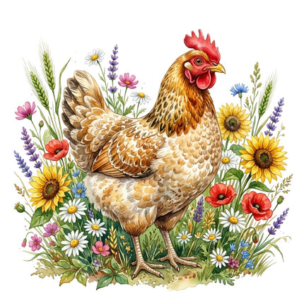 cottage chicken fabric panel