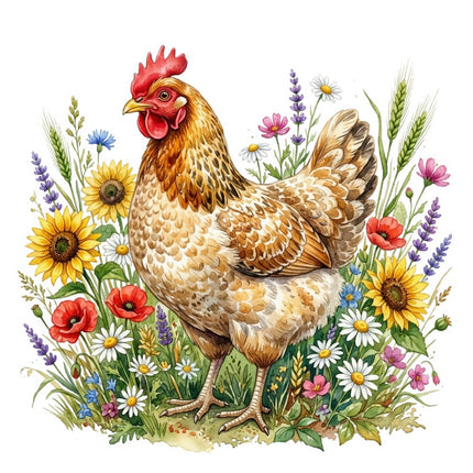 cottagecore chicken fabric panel