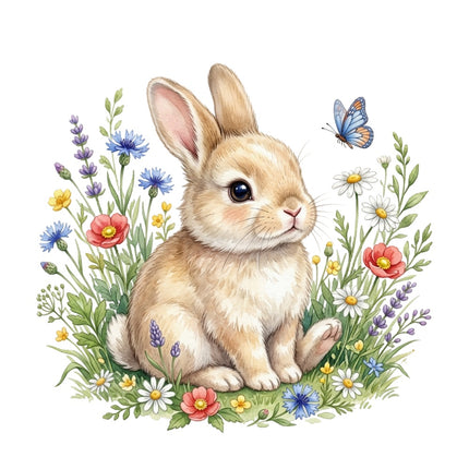 cottage rabbit fabric panel