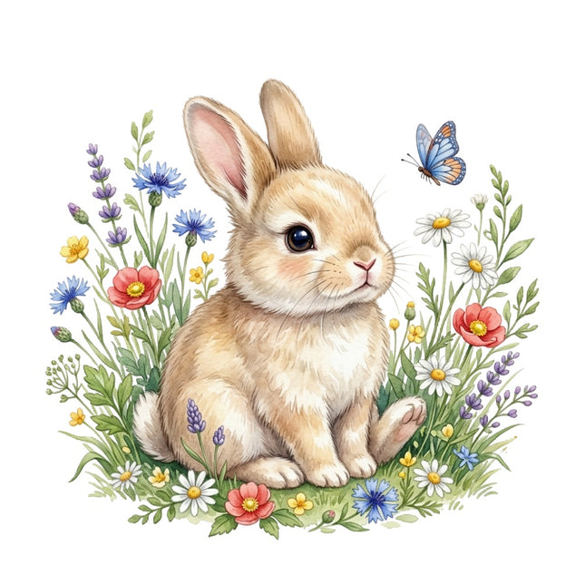 cottage rabbit fabric panel
