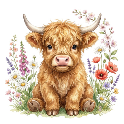 highland cow fabric panel
