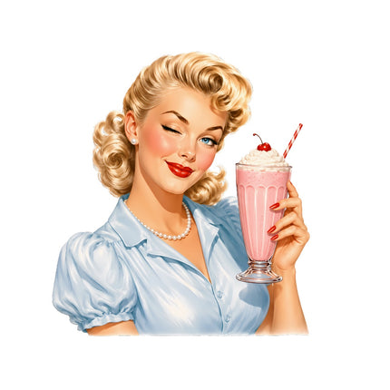 1950's Style Housewife Pin Up Girl 100% Cotton Fabric Panel Block FLIP-AQ178