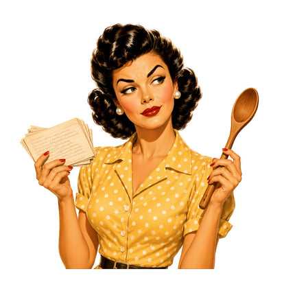 vintage style 1950s housewife fabric panel