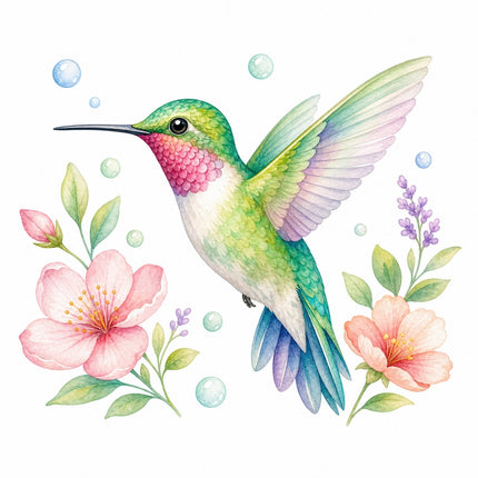 Hummingbird 100% Cotton Fabric Panel Block Quilt Square AQ1820