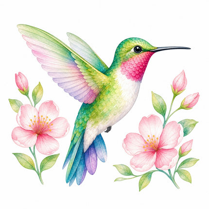 Hummingbird 100% Cotton Fabric Panel Block Quilt Square AQ1821