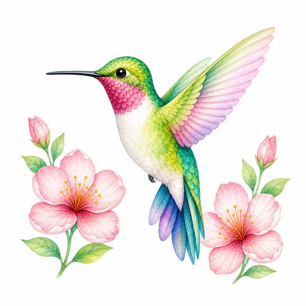 Hummingbird 100% Cotton Fabric Panel Block Quilt Square AQ1824
