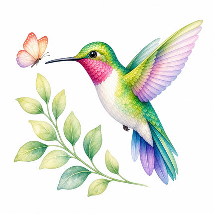 Hummingbird 100% Cotton Fabric Panel Block Quilt Square AQ1825