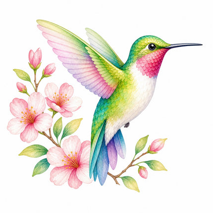 Hummingbird 100% Cotton Fabric Panel Block Quilt Square AQ1826