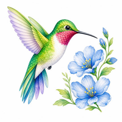 Hummingbird 100% Cotton Fabric Panel Block Quilt Square FLIP-AQ1828