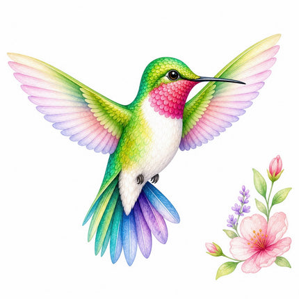 Hummingbird 100% Cotton Fabric Panel Block Quilt Square FLIP-AQ1831