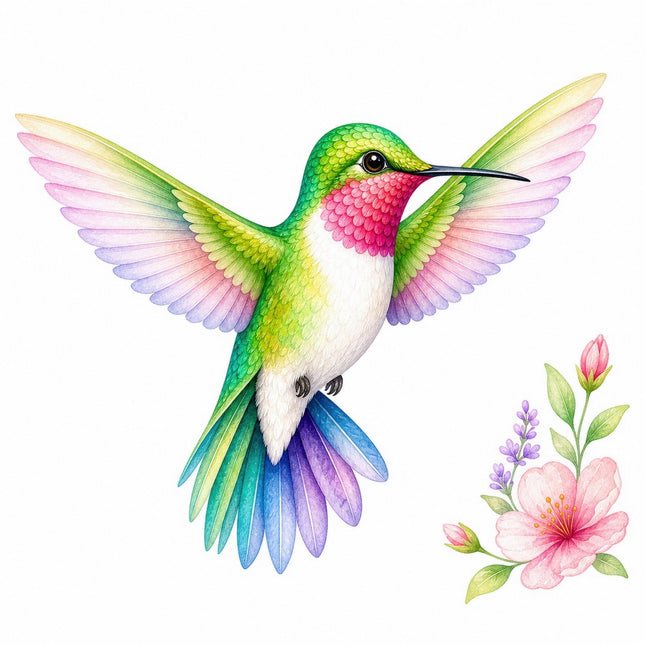Hummingbird 100% Cotton Fabric Panel Block Quilt Square FLIP-AQ1831