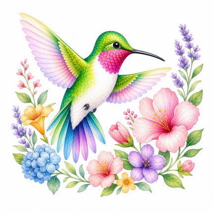 Hummingbird 100% Cotton Fabric Panel Block AQ1836
