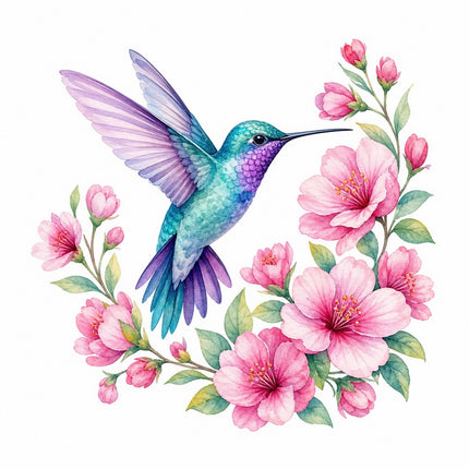 Hummingbird 100% Cotton Fabric Panel Block FLIP-AQ1838