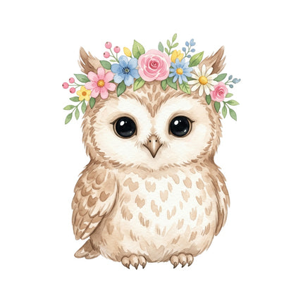 Floral Owl 100% Cotton Fabric Panel Block Quilt Square AQ1840