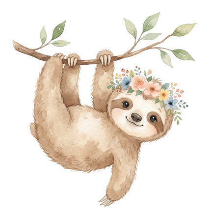 Sloth 100% Cotton Fabric Panel Block Quilt Square FLIP-AQ1847