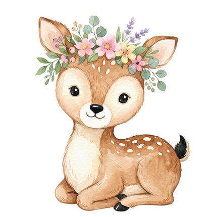 Baby Deer Fawn 100% Cotton Fabric Panel Block Quilt Square FLIP-AQ1858