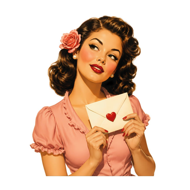 1950's Style Housewife Pin Up Girl 100% Cotton Fabric Panel Block FLIP-AQ185