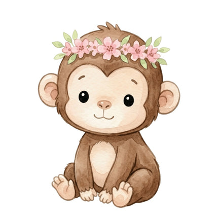 Baby Monkey 100% Cotton Fabric Panel Block Quilt Square AQ1863