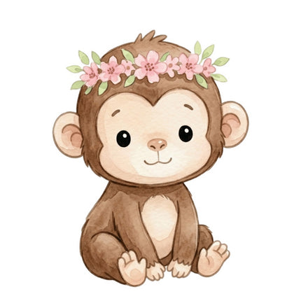 Baby Monkey 100% Cotton Fabric Panel Block Quilt Square FLIP-AQ1863