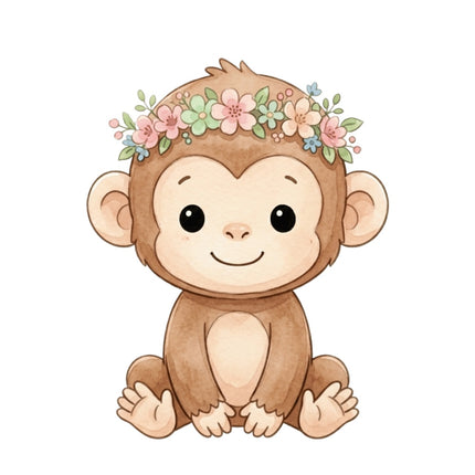 Baby Monkey 100% Cotton Fabric Panel Block Quilt Square AQ1865