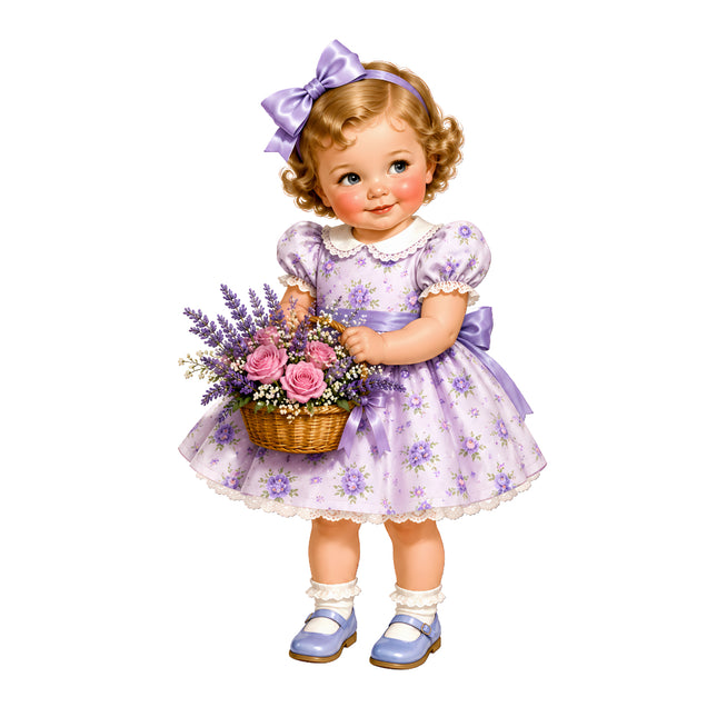 vintage style girl fabric panel