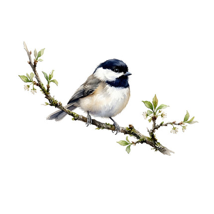 Chickadee Bird 100% Cotton Fabric Panel Block Quilt Square FLIP-AQ194