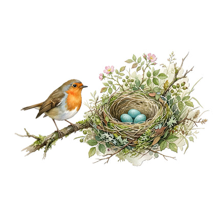 robin nest fabric panel