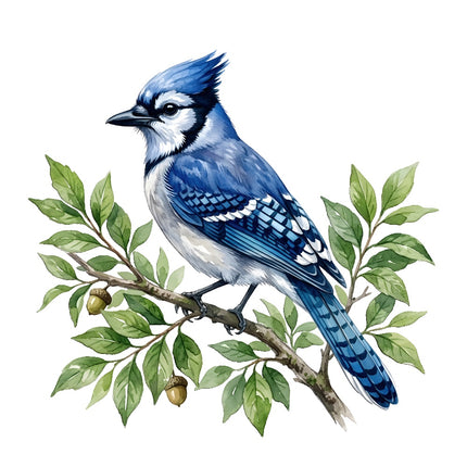 Blue Jay Bird 100% Cotton Fabric Panel Block Quilt Square FLIP-AQ197